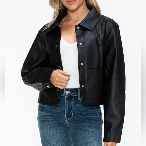 Black Vegan Leather Jacket - Picture 3 of 5